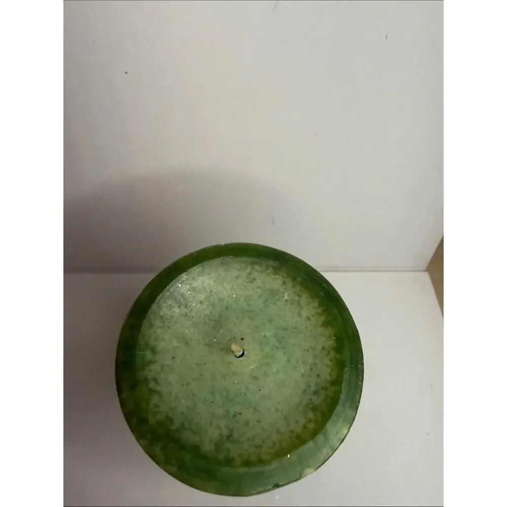 Pier 1 Green Marbleized Pillar Candle